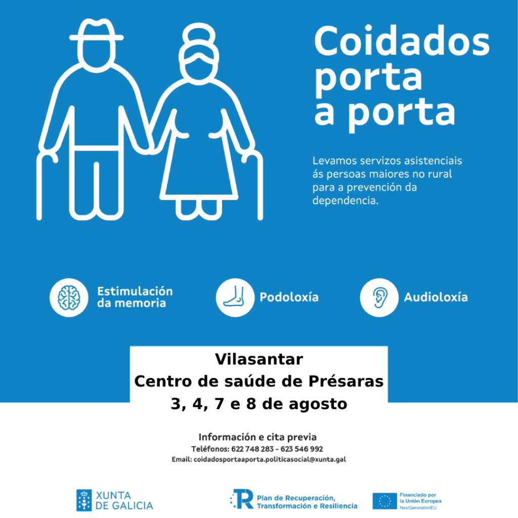 Coidados porta a porta Centro de saúde de Présaras 3, 4, 7 e 8 de agosto
